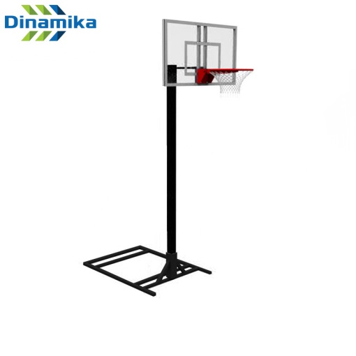 Стойка баскетбольная мобильная (цвет черный) со щитом 1200х900 мм поликарбонат (белая разметка)