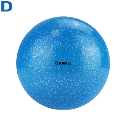 Мяч для художественной гимнастики 15 см TORRES ПВХ голубой с блестками